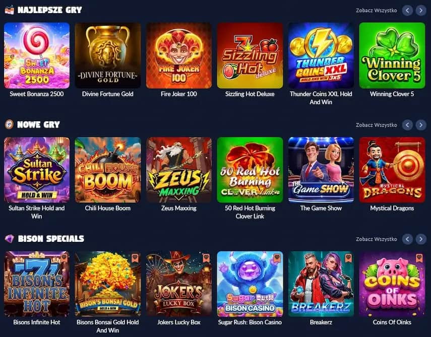 Bison Casino Gry